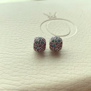 Set of 2 Authentic Pandora mosaic pave charms